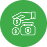 Hand with jar of money icon